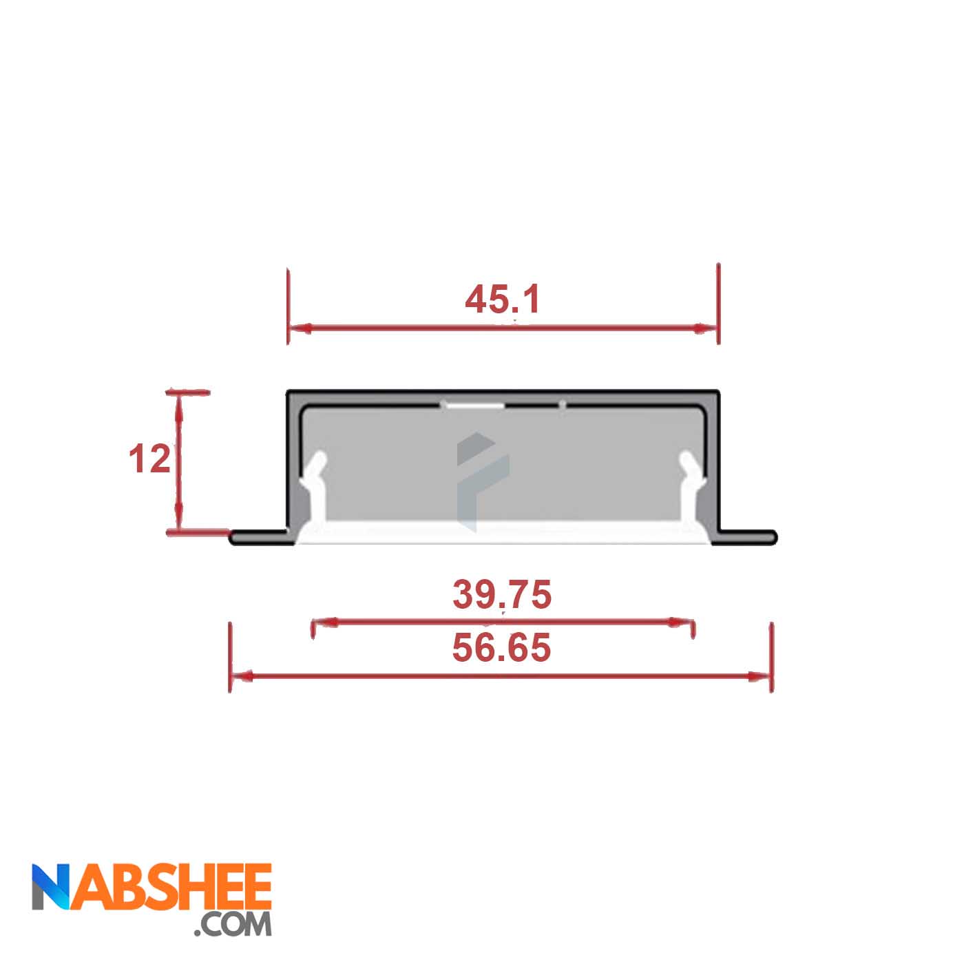 پروفیل نور خطی آلومینیومی 4/5 سانتی کنافی کد LK4W سفید + دیفیوزر رایگان