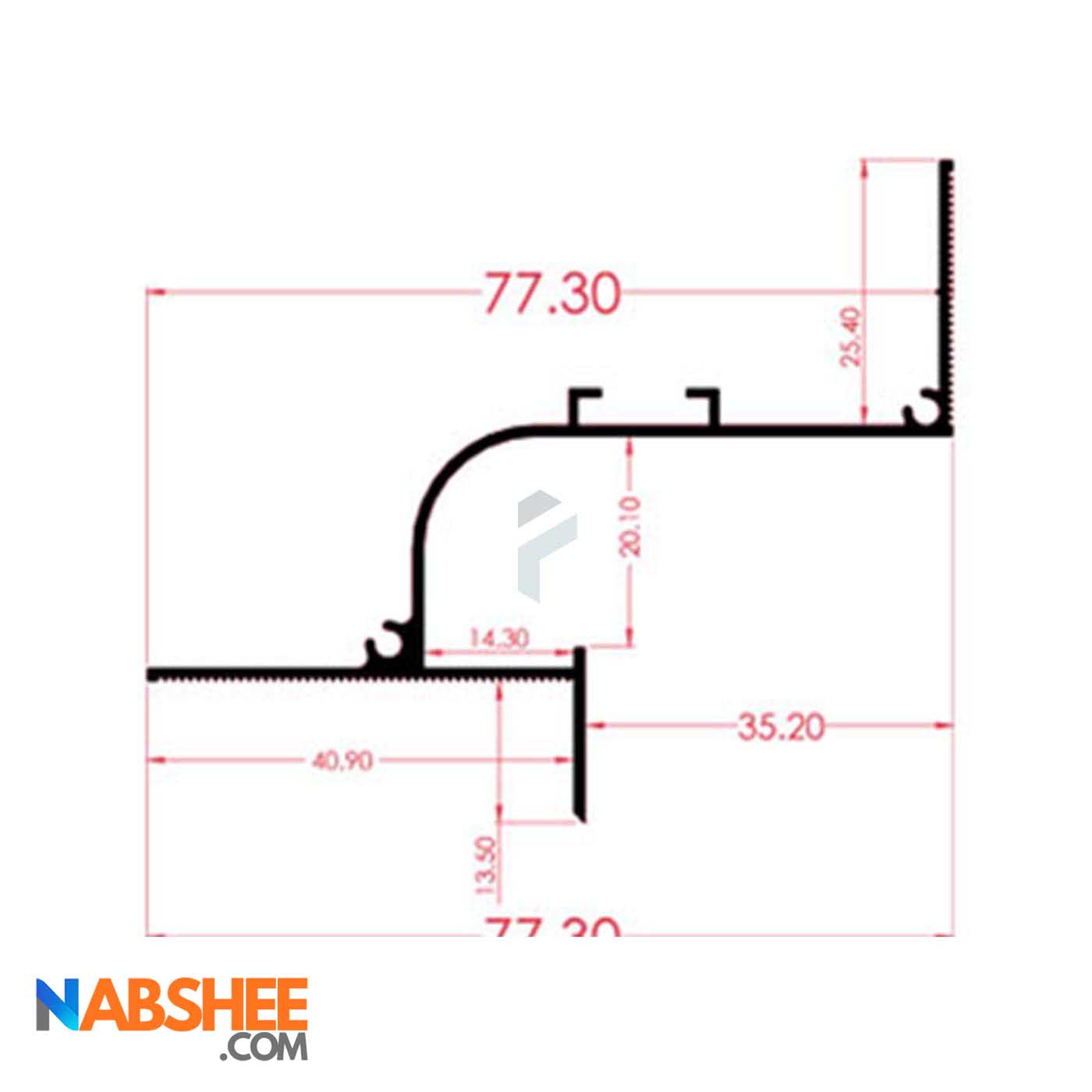 پروفیل نور خطی آلومینیومی مخفی کنج کناف قوس دار کد LK7B مشکی