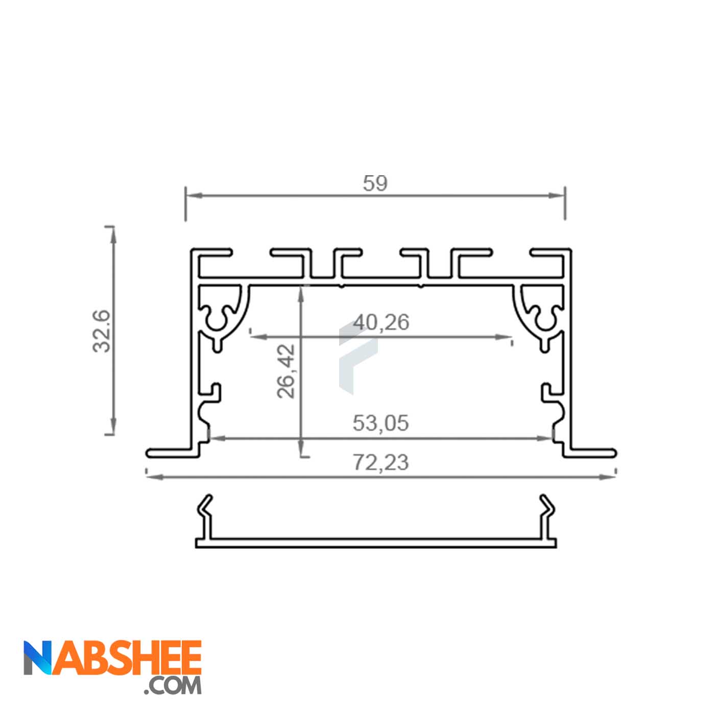 پروفیل نور خطی آلومینیومی 5 سانتی لبه دار کد L51B مشکی + دیفیوزر رایگان