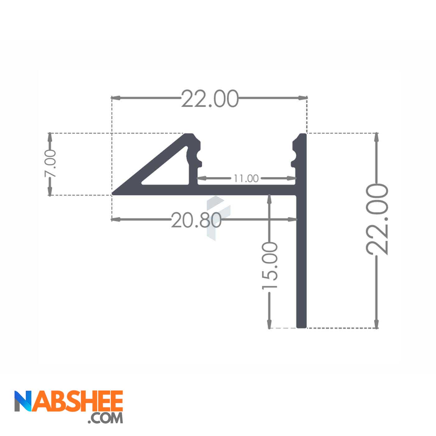 پروفیل نور خطی آلومینیومی دفنی پارکتی و کنج دیوار کد LParketB مشکی