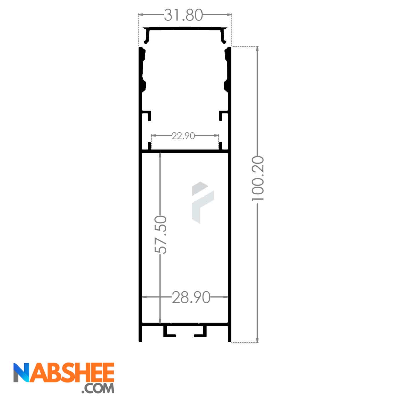 پروفیل نور خطی آلومینیومی لوستری کد L31100 مشکی