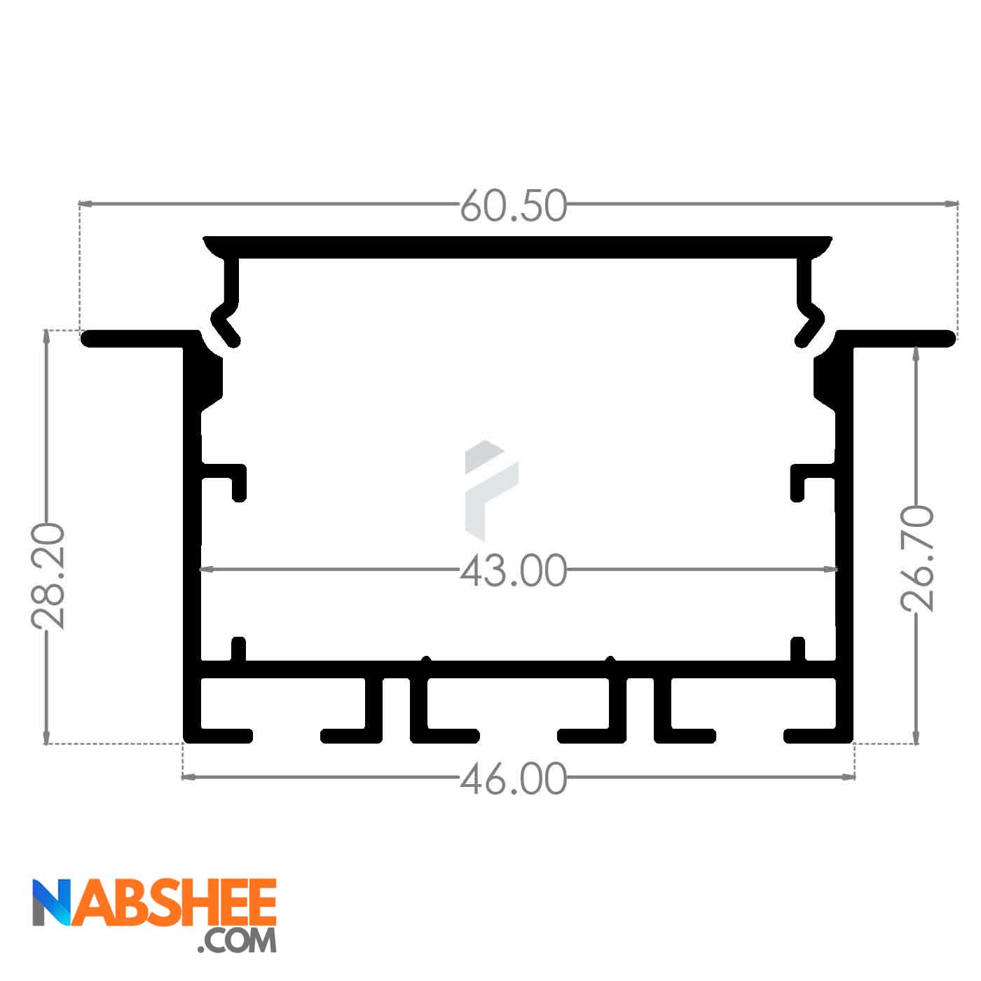 پروفیل نور خطی آلومینیومی 4/5 سانتی فنرخور کد L45W سفید + دیفیوزر رایگان